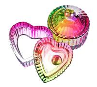 CIYODO 2 pezzi Piatti Dappen in Vetro con Coperchio per Nail Art Contenitori Monomero Acrilico Design Elegante Cuore e Rotondo per Centri Estetici e Uso Personale Conservazione