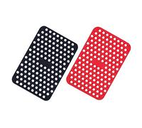CIYODO 2 Pezzi Tappetini Silicone per Friggitrice Ad Aria Resistente Al Calore e Riutilizzabile Tappetino Rettangolare Perforato per Cottura Uniforme e Protezione