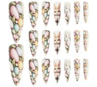 CIYODO 2 Scatole Unghie Finte Corte Pasquali a Forma di Coniglietto, Set da 2 Scatole con Colla Adesiva Quadrata, Manicure Natalizia e Decorazioni da Festa per Donne e Ragazze