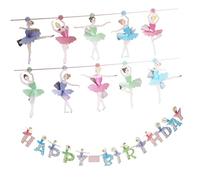 CIYODO 2 Set Ballet Girl tira la bandiera decorazioni per feste ballerina balletto decorazioni di compleanno principessa bandiera della festa di compleanno Carta