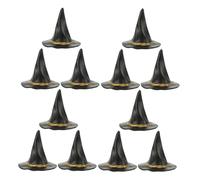 CIYODO 24 Pezzi Cappelli Mini Strega Neri per Decorazioni Halloween Feste Tappi Bottiglia e Artigianato DIY Cappelli da in Plastica per Addobbi Feste e Case delle Bambole