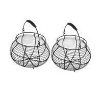 CIYODO 2pezzi Cestino Portauova in Filo Manico Per Raccogliere Uova Fresche Pollo e Cestino in Metallo Per Uova Per Piano Della Cucina e Organizzazione Nero