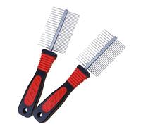 CIYODO 2pezzi Pettine Per Animali Domestici Doppia Realizzato in Plastica e Acciaio Inossidabile Resistente e Sicuro Rimuove Morti e Grovigli Pettine Per Pulizia e