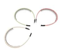 CIYODO 3 Pezzi Fasce per Capelli Donna Antiscivolo con Denti Colorati Rosa Verde Beige Leggere e Morbide per Trucco Skincare e Yoga Accessori Moda Versatili per Volto e Sport