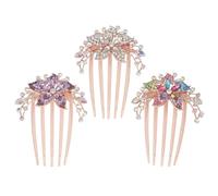 CIYODO 3 Pezzi Pettine Laterale per Capelli da Sposa con Strass e Fiori Accessori Leggeri e Resistenti per Damigelle e Cerimonie Design Vintage Elegante e Giovane