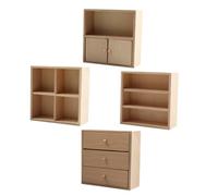 CIYODO 4 Mobili Miniatura Legno Massello Armadietti e Camera da Letto DIY Mobili Realistici per Casa delle Accessori Decorativi Versatili e Resistenti