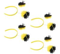 CIYODO 4 Pezzi 4 Pezzi Cerchietti a Forma di Ape Pompon Soffici Neri e Gialli, Fascia per Chioma Primaverile per Feste di Pasqua, Copricapo per Giorno dell'Indipendenza e Cosplay a Tema