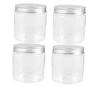 CIYODO 4 Pezzi Barattoli Trasparenti con Tappi in Alluminio Argento Contenitori Riutilizzabili Vuoti per Spezie Cosmetici e Alimenti Vasi da Cucina Portatili e Facili da Usare