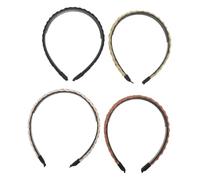 CIYODO 4 Pezzi Fasce Capelli Intrecciate Antiscivolo con Denti Fasce Sottili Twist per Donna e Ragazza Accessori per Trucco Lavaggio Viso e Sport Colori Nero Verde Beige Marrone