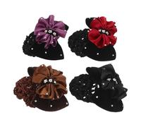 CIYODO 4 Pezzi Fermaglio per Chioma con Pietre Decorative e Tessuto Flocking, Stile Elegante e Versatile, per Professionisti Medici Durante Turni Ospedalieri