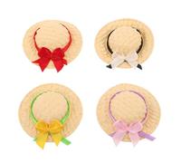 CIYODO 4 Pezzi Miniature Handwoven Straw Hats per Bambole Cappelli Leggeri e Regolabili per Progetti Te Decorazioni Casa e Dollhouse Accessori Versatili per Scenari in Miniatura