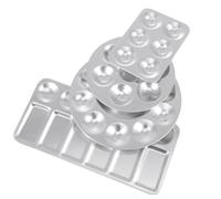 CIYODO 4 Pezzi Vassoio per Pittura in Alluminio Argento Rettangolare e Rotondo, Palette per Miscelazione Pigmenti Acquerello e Olio, Facile da Pulire e Salvaspazio, per Schizzi
