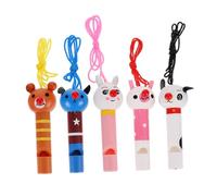 CIYODO 5 Fischietti in Legno Forma Animale Musicale per Compleanni e Feste Design Cartoon Stimola Interesse Musicale e