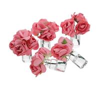 CIYODO 5 Mini Vasi Decorativi Trasparenti con Fiori Artificiali Mini Vaso in Vetro per Micro Paesaggi Accessori per Casa delle Bambole e Giardini Fatati Vasi Resinati Colorati Rosa