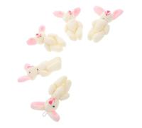 CIYODO 5 pezzi Mini Coniglietti Peluche Morbidi Decorazione Adorabile per Casa Ufficio e Camerette Statuine Articolate di Coniglio Fuzzy Beige Accessori Comodi per Feste e Ambienti