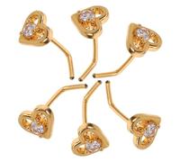 CIYODO 6 Pezzi Borchie Naso l Cuore e Occhio Malvagio, Metallo Oro | Gioielli per Piercing al Naso, Design a Cuore e Occhio Malvagio, Facili da Pulire, per Uomini e Donne