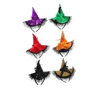 CIYODO 6 Pezzi Fasce Halloween con Cappelli Strega Colorati Cerchietti Leggeri per Cosplay Feste Fotografia Costume Carnevale Uomo
