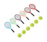 CIYODO 6 Set Mini Articoli Sportivi Mini Da Badminton Giocattoli in Miniatura Decorazioni Da Tennis Decorazioni Per Racchette Da Tennis Cose in Miniatura Floccaggio