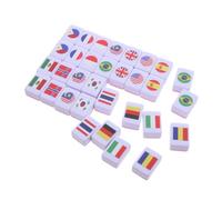 CIYODO 64 Pezzi Gioco Da Tavolo Mahjong Con Bandiera Nazionale Gioco Di Tessere Di Geografia Per L'istruzione Domestica Per Adulti Per Due Giocatori