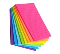CIYODO 8 pezzi Blocchetti Memo Autoadesivi Colorati Fluorescenti Foglietti Note con Rigatura e Adesivo Forte Segnapagina Multiuso per Ufficio Scuola e Casa Facili da Staccare e