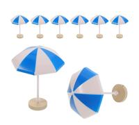 CIYODO 8 Pezzi Mini Ombrelloni da Spiaggia Blu per Casa delle Bambole Accessori in Plastica Resistenti Decorazioni Micro Paesaggio per Bonsai e Cake Topper