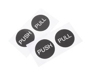 CIYODO Adesivi per Porte Rotondi Push Pull PVC Neri, 4 Set, Facili da Applicare e Rimuovere, per Porte in Vetro, per ricordare come aprire la porta