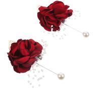 CIYODO Bombetta Decorativa da Sposa Rosso 2 Pezzi, Spilla Elegante per Matrimoni e Serate Formali, Accessorio Chic per Damigelle e Sposi
