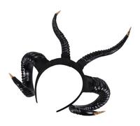 CIYODO Cerchietto Corna di Caprone Nero in Plastica per Halloween | Leggero, Comodo da Indossare, Facile da Mettere, Accessorio per Feste e Altri Eventi, Effetto Foto