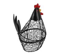CIYODO Cestino Porta Uova in Ferro a Forma di Gallina, Organizer da Cucina Nero, Resistente All'usura, per Casa e Conservazione di Frutta e Radice Aromatica