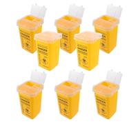 CIYODO Contenitore per lo Smaltimento Sicuro di Oggetti Taglienti 8 Pezzi in Plastica PP Giallo con Coperchio di Sicurezza Capacità Grande per Aghi di Scarto in Studi Tatuaggi e Saloni