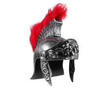 CIYODO Copricapo da Soldato Romano in Plastica Piuma Rossa, Casco Cosplay Decorativo per Feste e Travestimenti, Accessorio Costume Militare per Halloween e Carnevale
