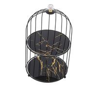 CIYODO Espositore per Dolci Gabbia di Uccelli in Metallo Nero Supporto Doppio per Cupcake e Frutta Stand Decorativo per Torte e Gioielli Centro Tavola Elegante per Eventi e Matrimoni