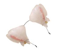 CIYODO Fascia per in Peluche con Orecchie di Gatto Rosa e Bianco Cerchietto Carino per Feste Cosplay Accessorio per Ragazze e Donne