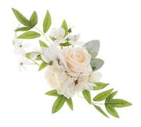 CIYODO Fiori Artificiali per Decorazioni Torte Nuziali Decorazioni Floreali per Matrimoni in Raso e Pu Fiore Finto per Torta Sposa e Shower 1 Pezzo Color Panna