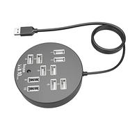 CIYODO Hub USB 2.0 a 10 Porte Nero Estensione Stabile in Plastico e Metallo Compatibile Dischi Rigidi Mobili per Uso Informatico e Viaggi di Lavoro