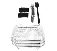 CIYODO Impilabile per Friggitrice ad Aria in Acciaio Inossidabile Supporto Quadrato Multifunzione per Grigliatura Cottura Vapore Essiccazione e Arrosti Rete Drenaggio Olio per Cucina