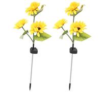 CIYODO Lampada LED Solare 2 Pezzi a Forma di Girasole, Luce Decorativa da Esterno per Giardino e Cortile, Illuminazione da Terra per Prato e Area Verde