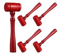 CIYODO Martelletto Giudice in Legno Rosso 5 Pezzi, Mini Martello Giocattolo, Gioco di Ruolo per Coordinazione Mano-occhio e Destrezza, Accessori Giudice per Rosa e Maschietti
