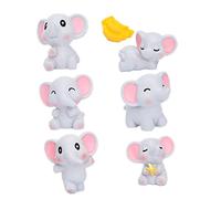 CIYODO Mini Elefante in Resina Decorativo 7 Pezzi, Ornamento da Giardino e Arredamento per Ufficio, Statuette Micro Paesaggio per Decorazione Camera da Letto e Scrivania