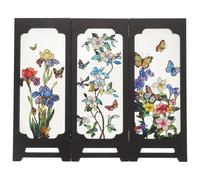 CIYODO Mini Paravento Pieghevole Decorativo da Tavolo in Stile Asiatico Goffrature, Divisorio Compatto per Scrivania e Centrotavola per Feste, Arredamento Tradizionale per Ufficio e Casa