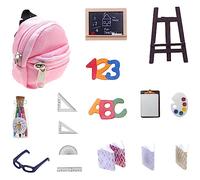 CIYODO Mini Zaino per con Materiale Scolastico Mini Lavagna e Accessori per Giocattoli per Creare Scene Apprendimento