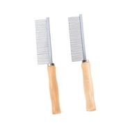 CIYODO Pettine Per Cani e Toelettatura Animali Domestici, Set 2 Pezzi Manico in Legno e Perni in Acciaio, Rimozione Peli Morti e Nodi, Per Pulizia e Cura Di Cani e Cuccioli