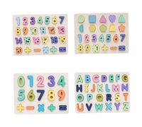 CIYODO Puzzle in Legno Numerico e Alfabetico, Blocchi Didattici Per Ragazzo Ragazza, Set 4 Pezzi Lettere e Numeri, Stimola L’immaginazione e Pensiero Autonomo, Gioco Educativo Per Sviluppo Precoce