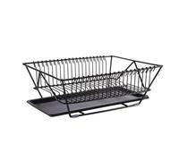 CIYODO Scolapiatti Multifunzionale e Portaoggetti Per Stoviglie in Ferro e Acciaio Nero Vassoio Di Drenaggio, Organizer Compatto Per Cucina Vicino Al Lavello, Resistente e Ventilato