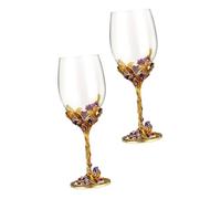 CIYODO Set 2 Bicchieri da Vino Smaltati Dorati, Calici da Whisky in Vetro Trasparente, Design Creativo per Feste Nuziali e Uso Interno ed Esterno, Regalo Matrimonio Elegante