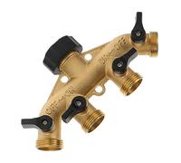 CIYODO Set di Connettori per Tubo da Giardino A 4 Vie in Ottone Collettore per Rubinetto da 3/4 di Pollice Adattatore per Tubo Flessibile Deviatore di Uscita