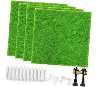 CIYODO Set Di Decorazioni Per Casa Delle Bambole Mini Cortile Disposizione Delle Scene Mini Prato Lampada Da Strada Forniture Per Case Delle Bambole Accessori Decorativi