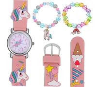 CIYODO Set Di Orologio E Bracciale Per Ragazze Orologio Da Polso Al Quarzo Per Bambini Perline A Forma Di Cuore Unicorno Ciondolo Di Perle Regali Di Natale