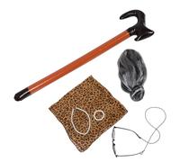 CIYODO Set Per Costume Di Vecchia Signora Da Nonna Per Cosplay Accessorio Divertente Parrucca Grigia Occhiali Passeggio Per Cabine Fotografiche E Spettacoli Sul Palco