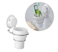 CIYODO Spazzolino da Parete con Ventosa e Bicchiere in Acciaio Supporto Bagno per Spazzolino e Tazza Montaggio per Uomini Organizzatore per Lavabo